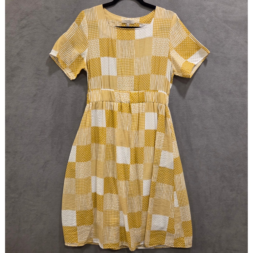 Polagram Patchwork Midi Dress Womens Size M Cottage Prairie Casual Modest